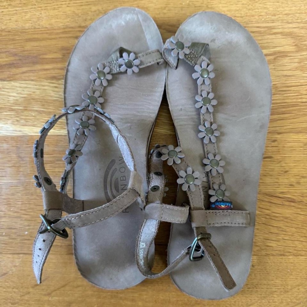 Rainbow Tan Floral Sandals